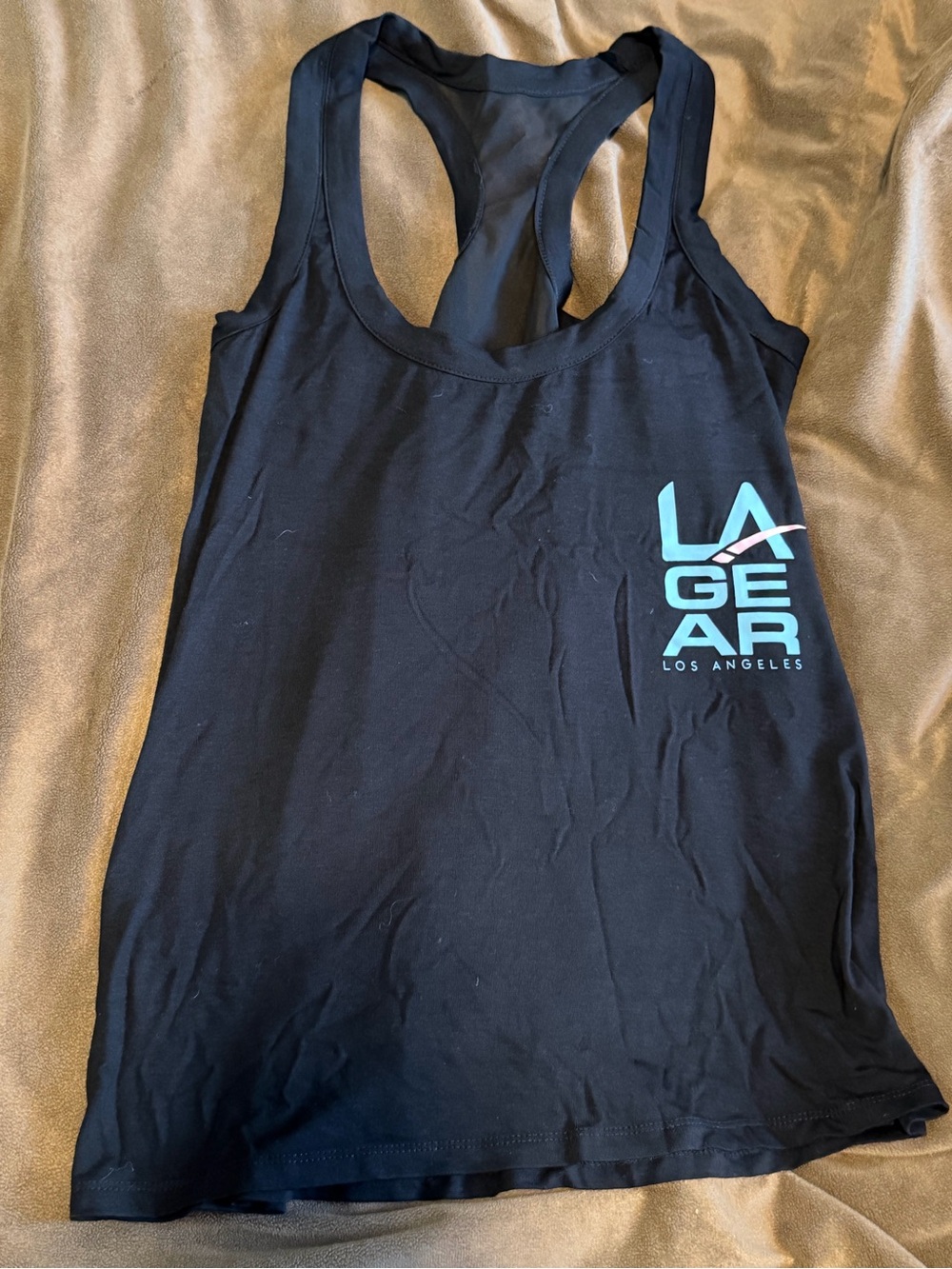 L.A. Gear Black Tank Top with Teal Logo